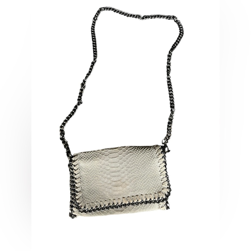 Borse in Pelle Italy Snakeskin Embossed Leather Crossbody Envelope Shoulder Bag
